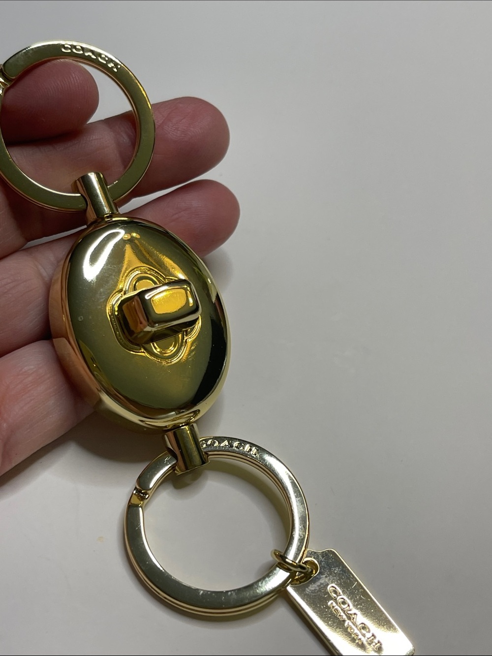 Coach Gold-Tone Valet Keyring with Coach Tag - Picture 2 of 4